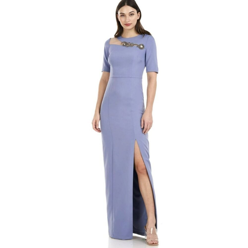 JS Collections Blue Gray Maxi Dress Beaded Gown Maxi Dress New